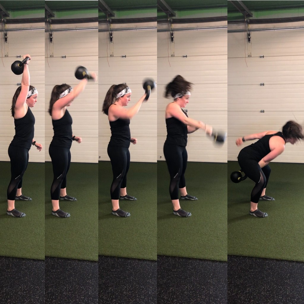 The kettlebell snatch frame-by-frame from the top down.